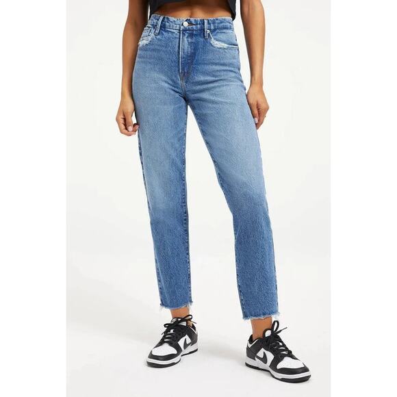 Good American Good Vintage Frayed Hem in Indigo116 Sz 2/26 NEW - Picture 1 of 16